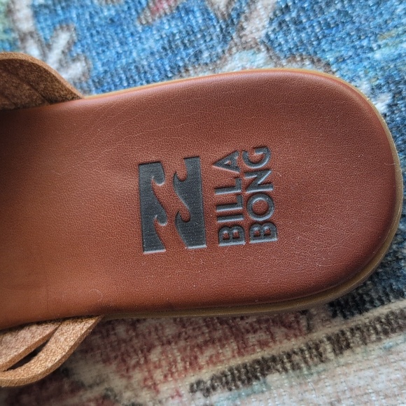 Billabong Tan Leather Sandals, Womens Size 9, Woven Mules Flats - Picture 3 of 6